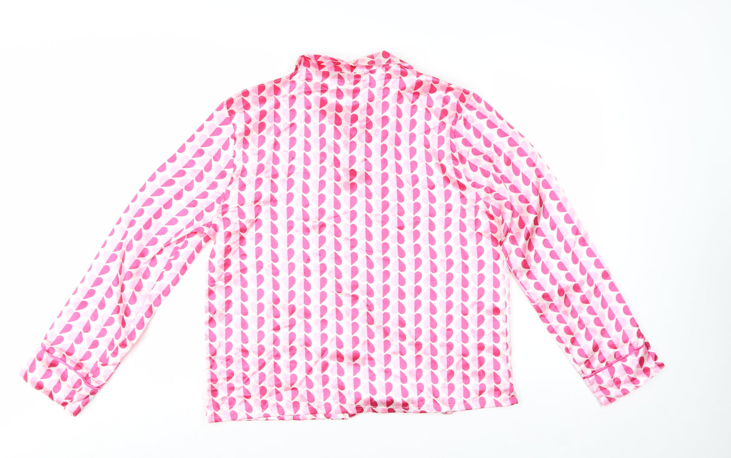 Boohoo Womens Pink Geometric Satin Pyjama Shirt Top UK 12