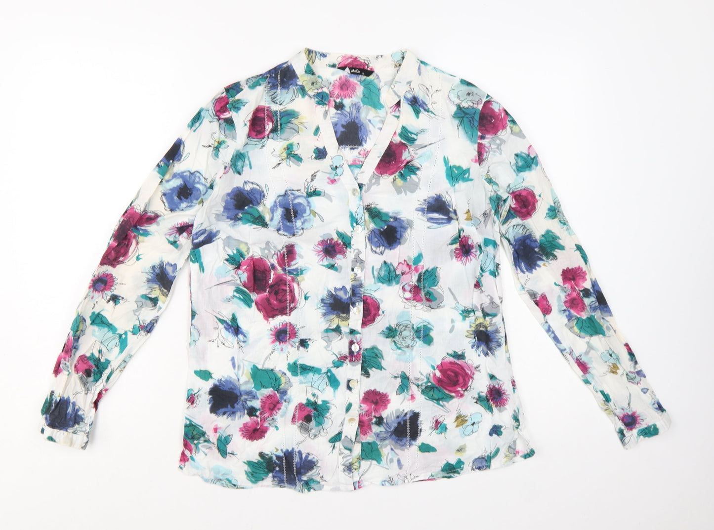 M&Co Women's Multicoloured Floral Cotton Blouse Size 10