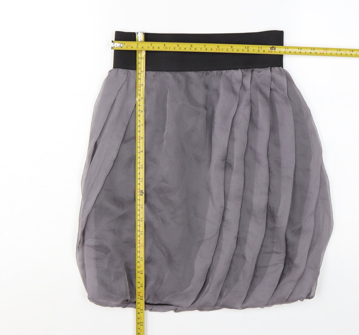 Zara Basic Women Grey Knee Length Bubble Hem Skirt Size 12