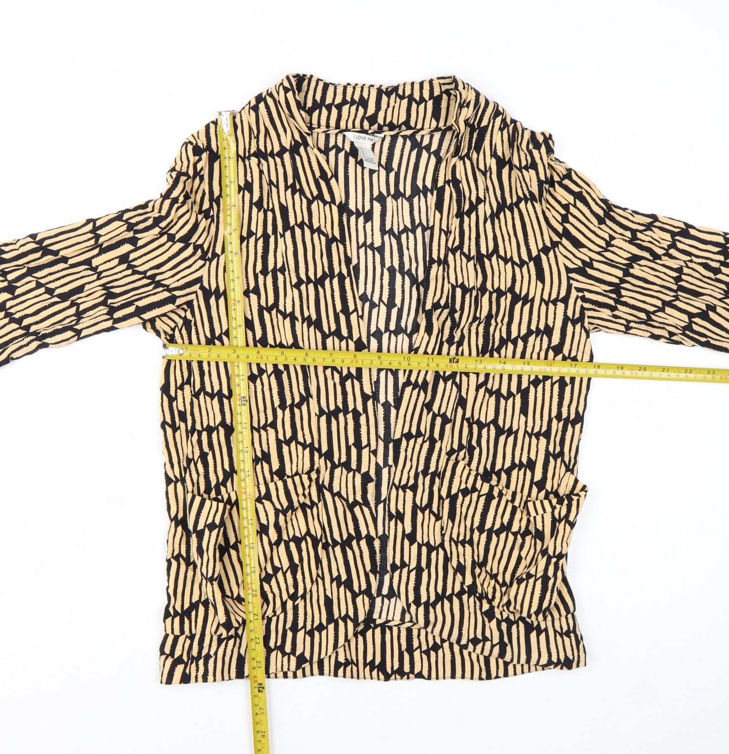 I Love H81 Women's Beige Geometric Tunic Blouse Size L