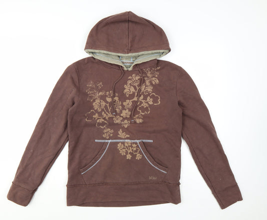 Fat Face Womens Brown Floral Pullover Hoodie Size 10 Cotton Blend