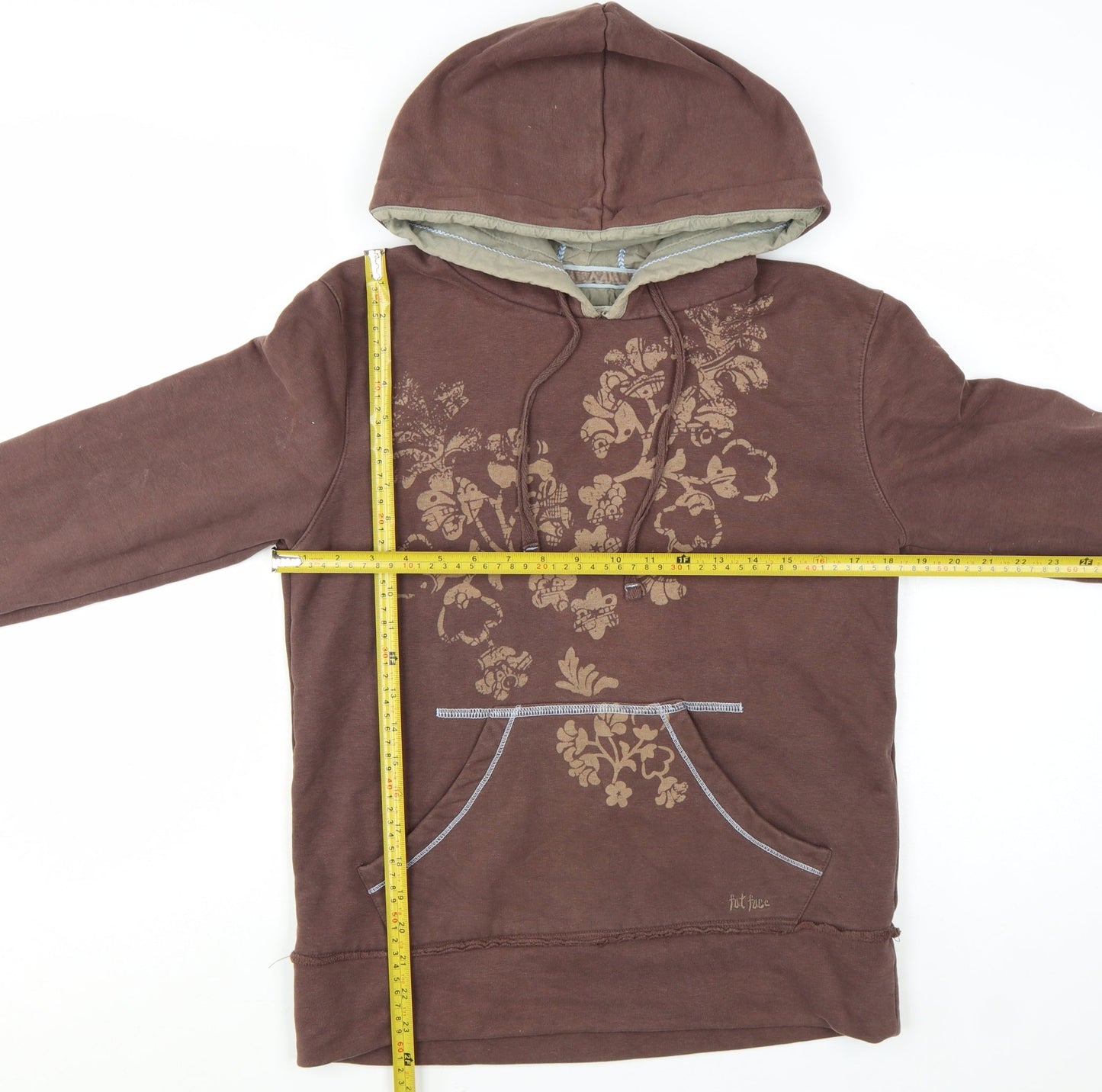 Fat Face Womens Brown Floral Pullover Hoodie Size 10 Cotton Blend