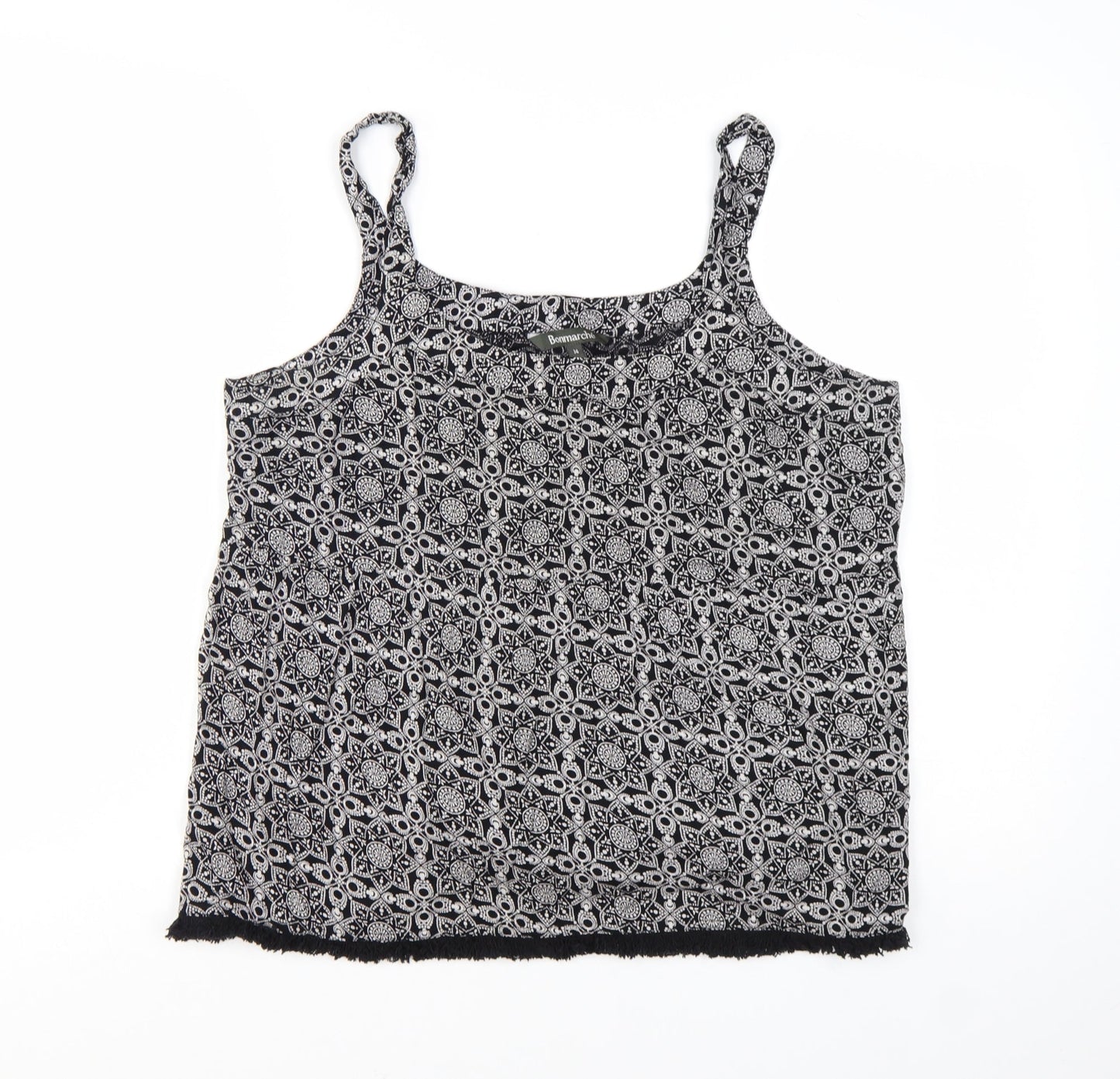 Bonmarché Womens Black Geometric Camisole Tank Top Size 14