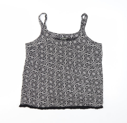 Preloved Bonmarché Womens Black Geometric Camisole Tank Top Size 14 - Front