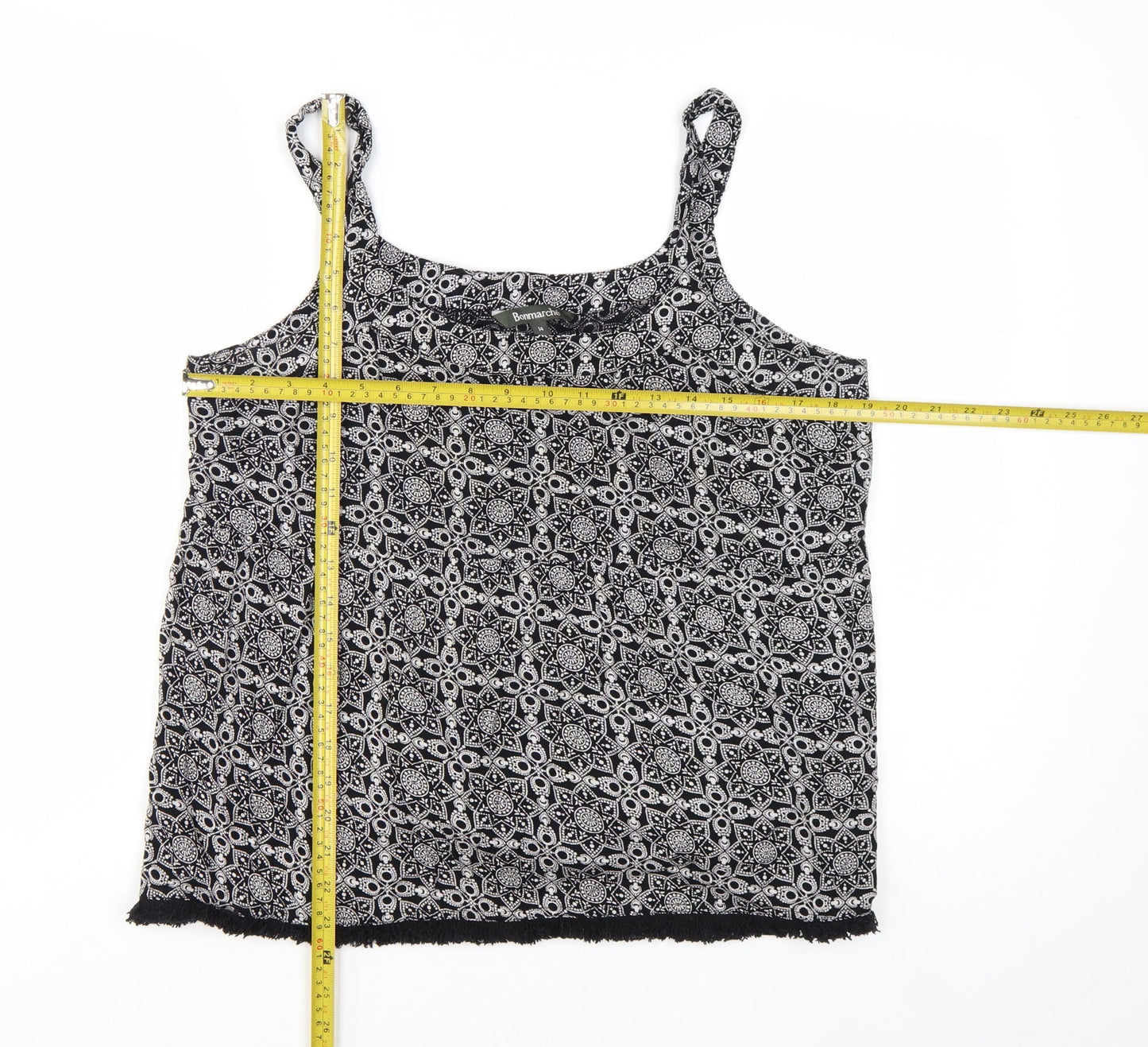 Bonmarché Womens Black Geometric Camisole Tank Top Size 14