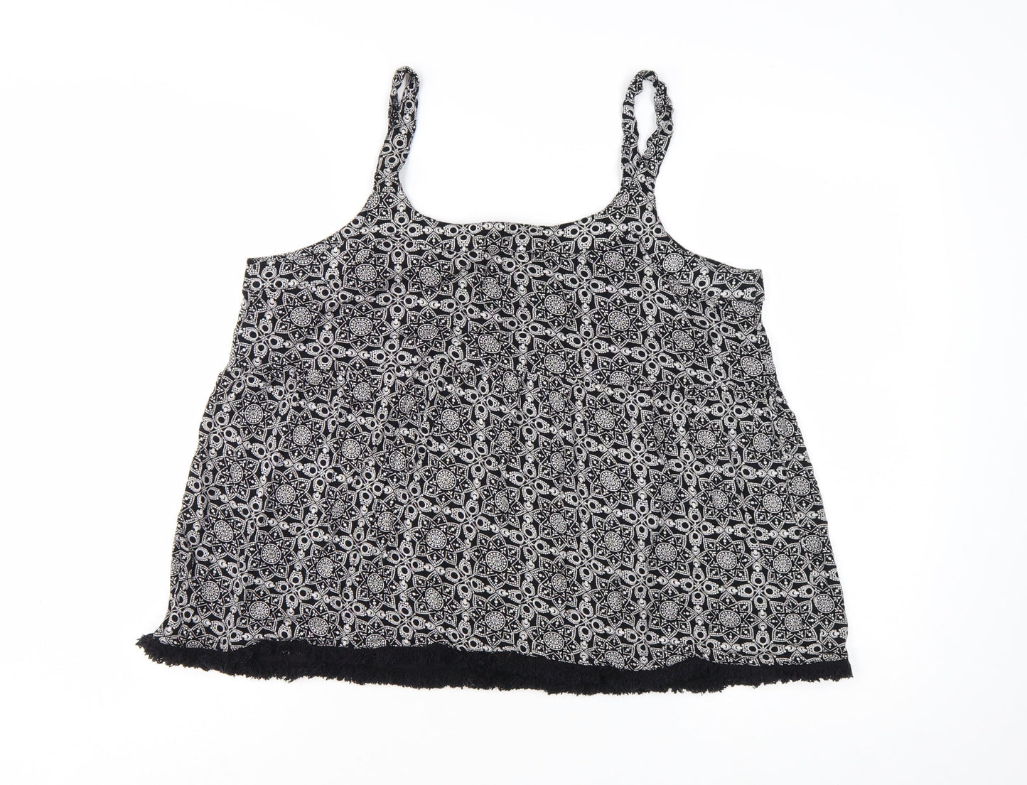 Bonmarché Womens Black Geometric Camisole Tank Top Size 14