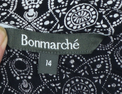 Bonmarché Womens Black Geometric Camisole Tank Top Size 14