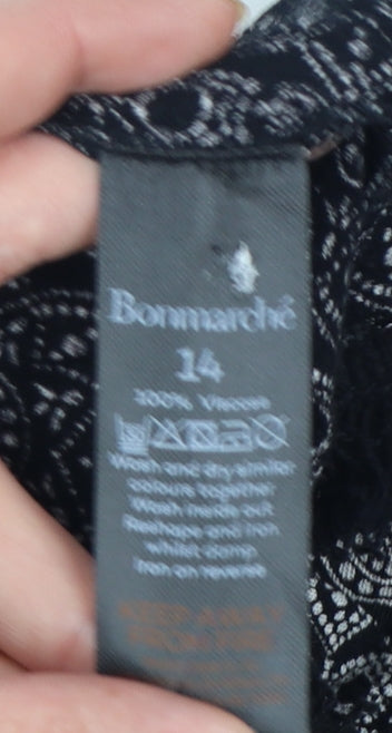Bonmarché Womens Black Geometric Camisole Tank Top Size 14