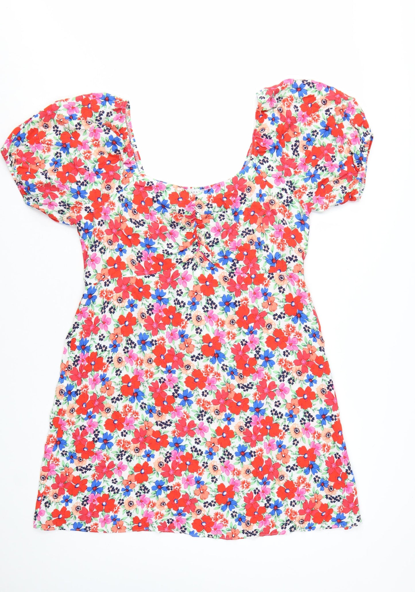 Papaya Women’s Multicoloured Floral Short Puff Sleeve A-Line Dress Size 16
