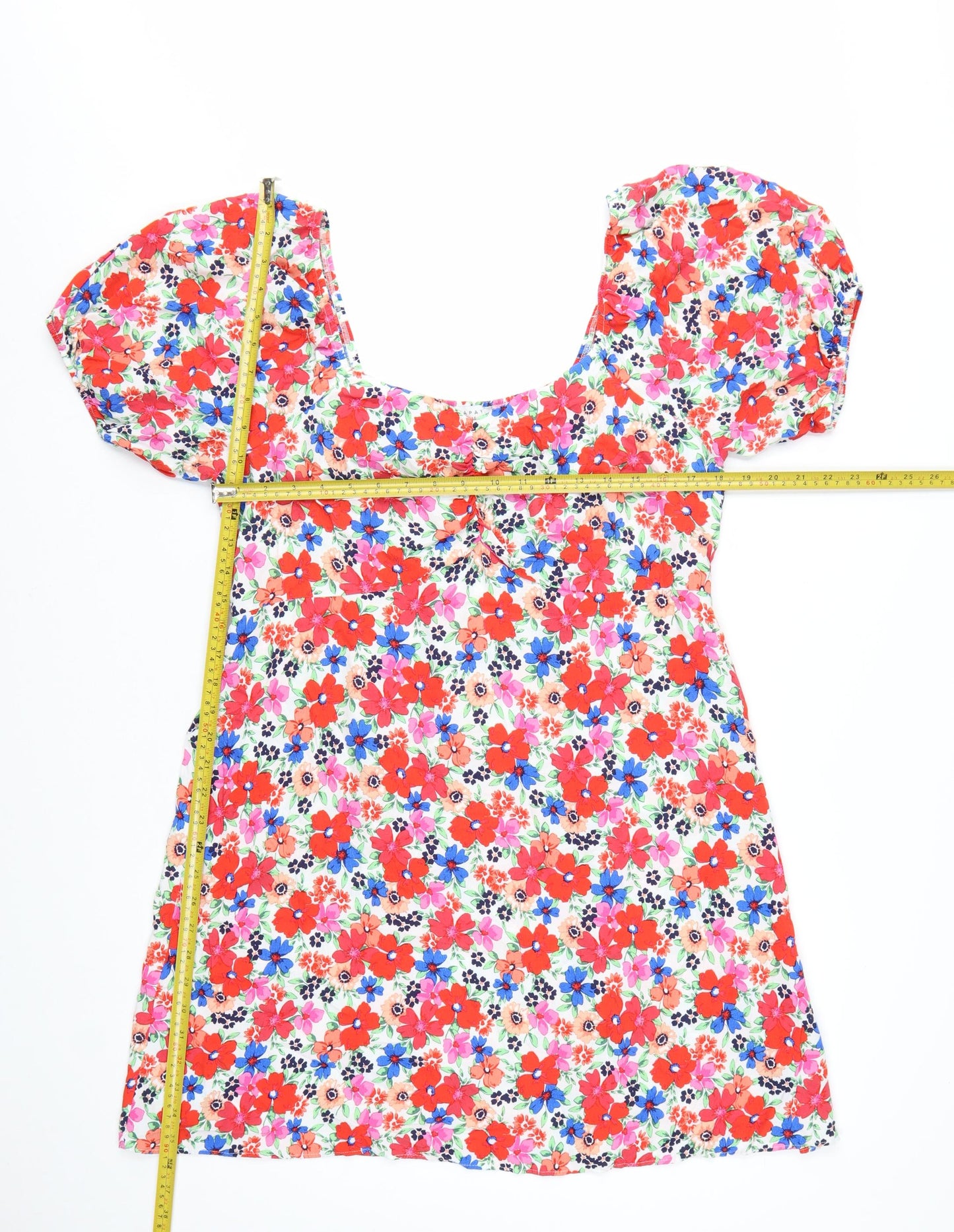 Papaya Women’s Multicoloured Floral Short Puff Sleeve A-Line Dress Size 16