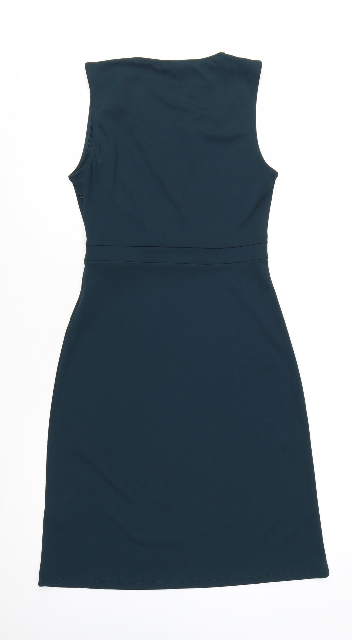 H&M Women Green Sleeveless Wrap Dress Belted Size S