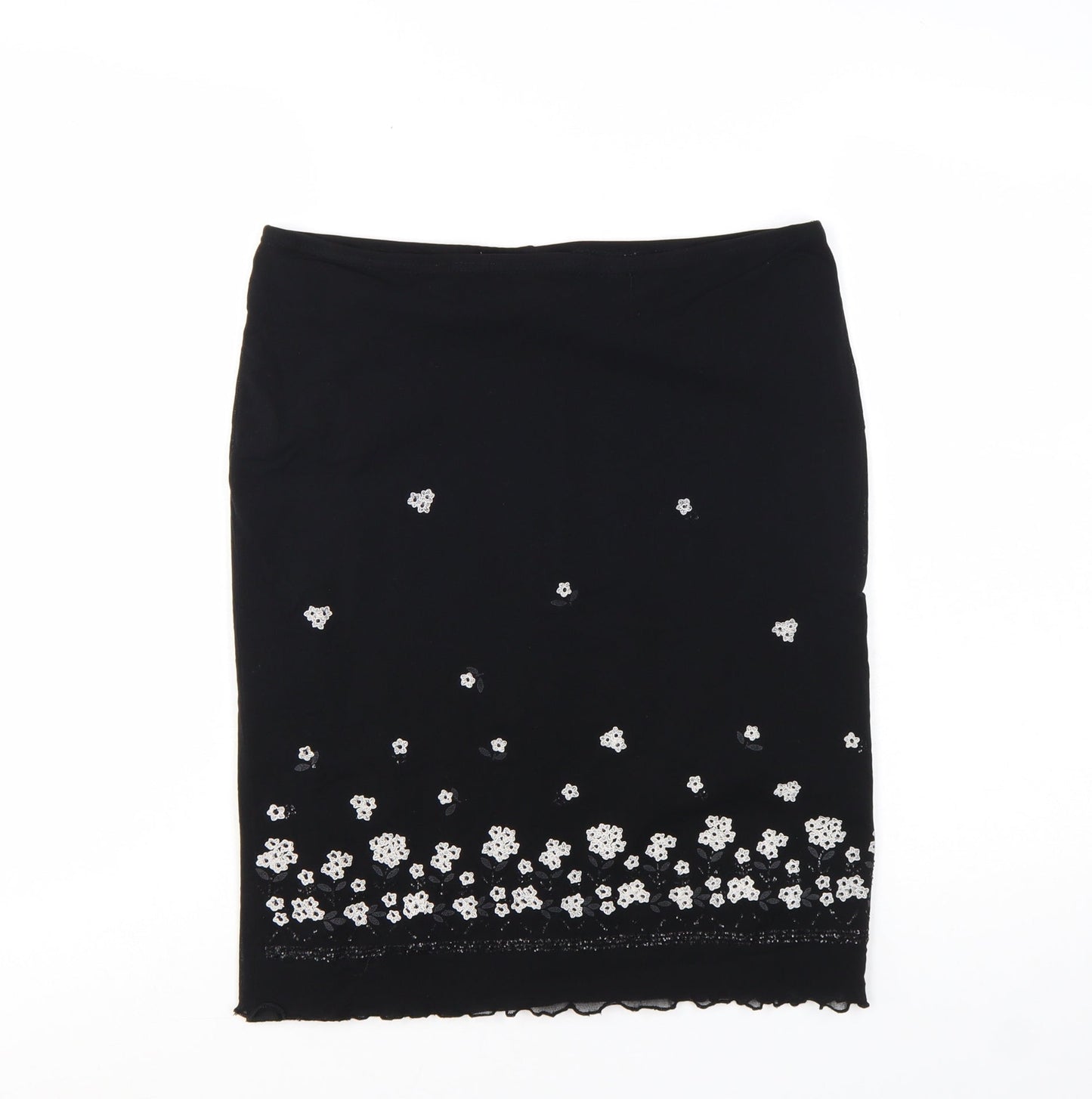 New Look Women Black Size 14 Embroidered Pencil Skirt