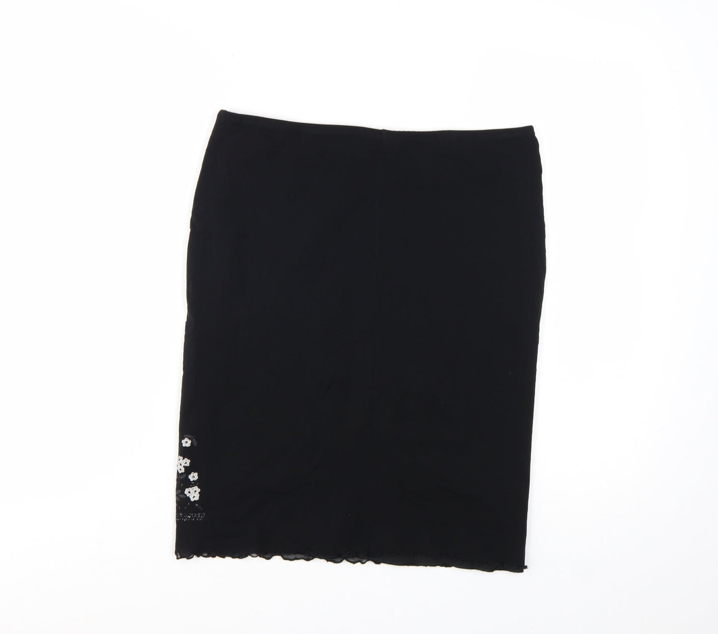 New Look Women Black Size 14 Embroidered Pencil Skirt