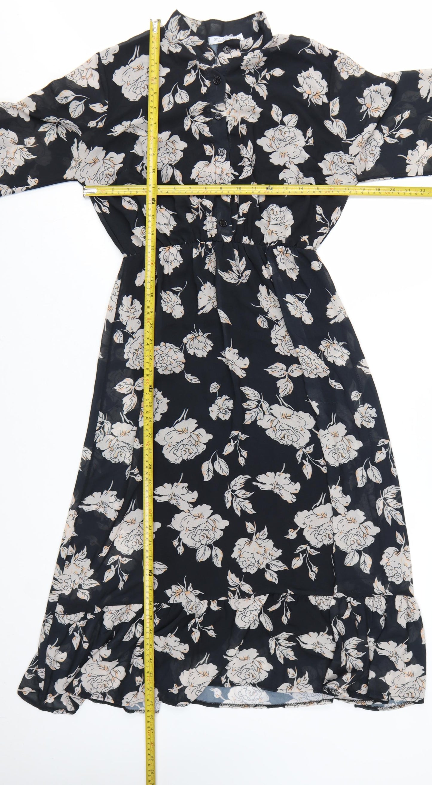 Giulia Rosi Womens Black Floral Midi Fit & Flare Dress M