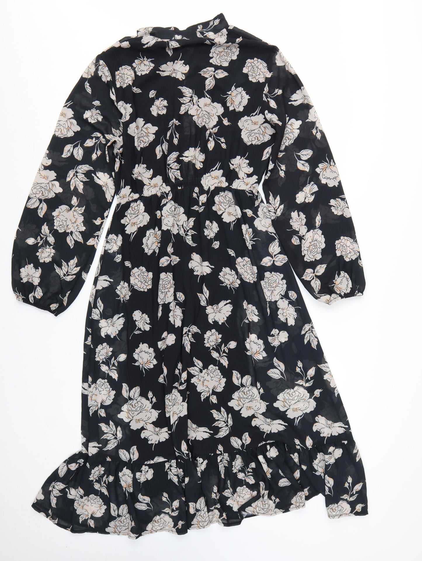 Giulia Rosi Womens Black Floral Midi Fit & Flare Dress M