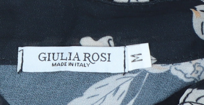 Giulia Rosi Womens Black Floral Midi Fit & Flare Dress M
