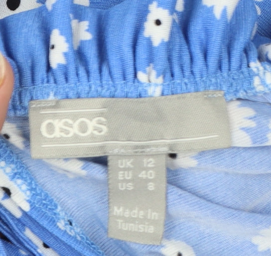 ASOS Women’s Blue Floral Midi Fit & Flare Dress Size 12