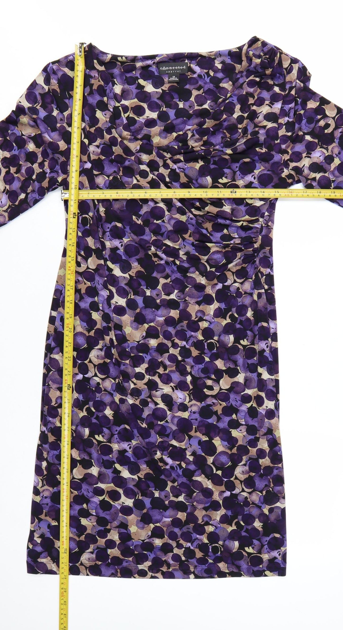 Connected Apparel Women’s Purple Polka Dot Sheath Dress Size 12