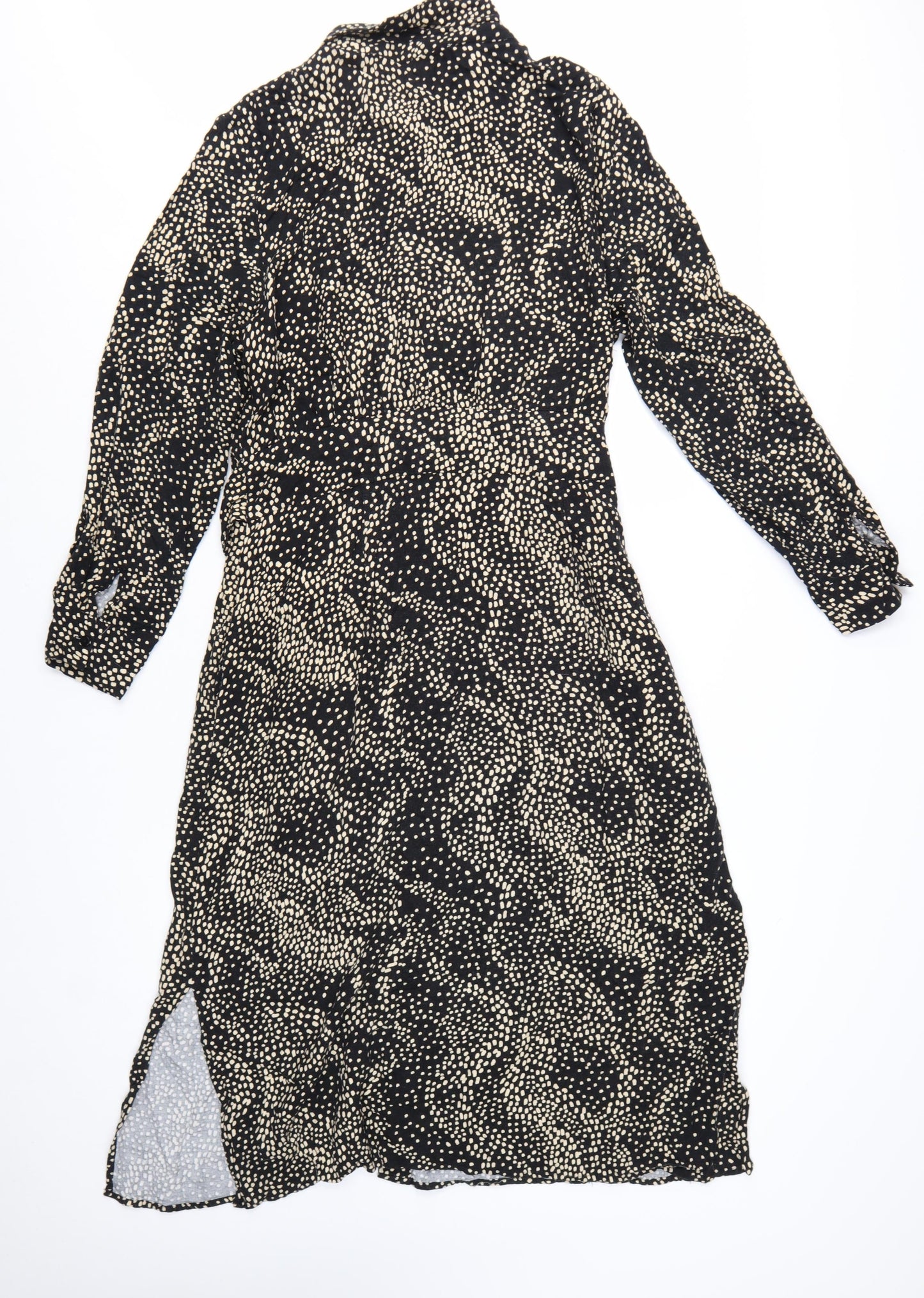 Albaray Women's Black Polka Dot Midi Shirt Dress Size 16