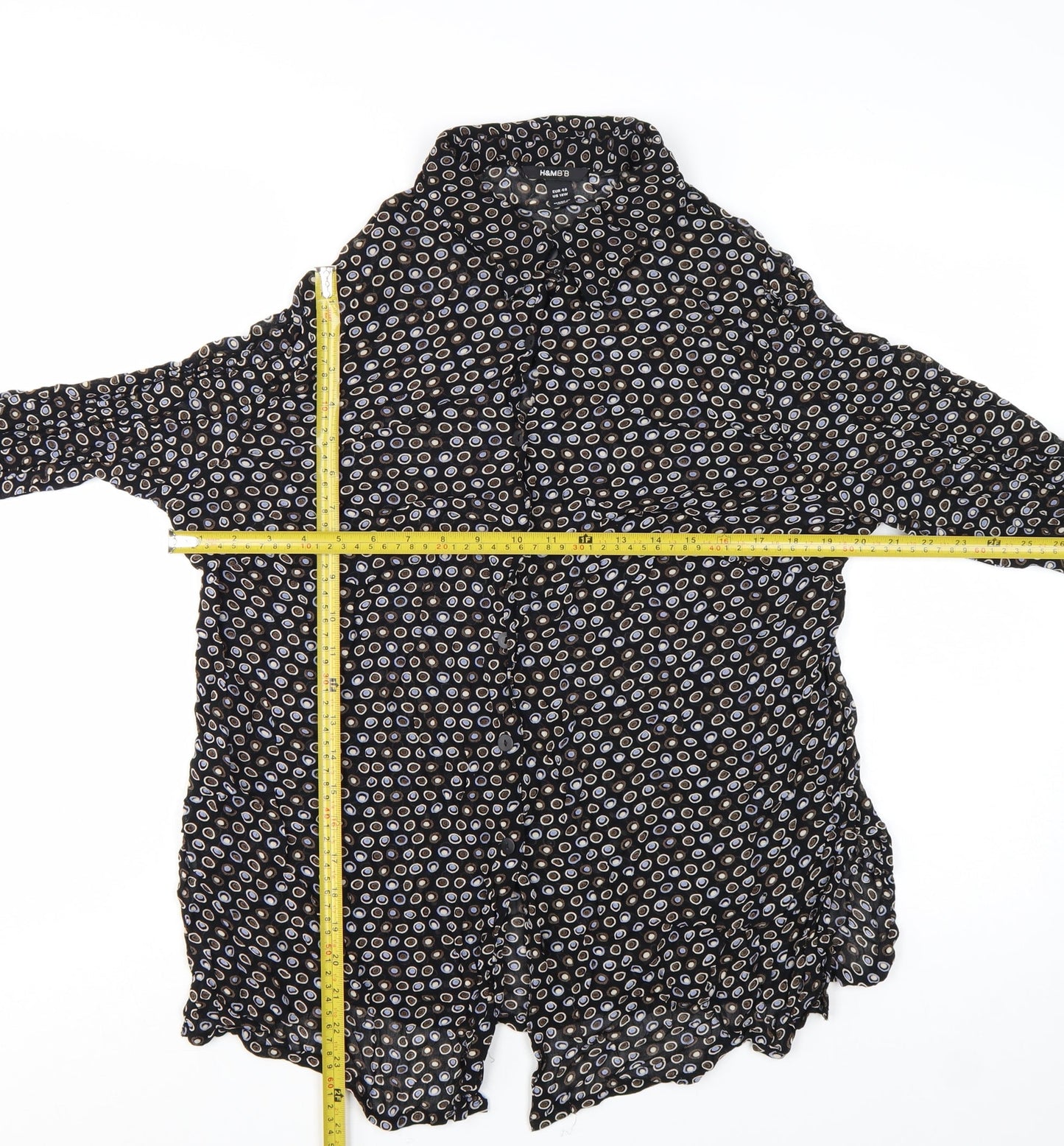 H&M Women’s Black Geometric Button-Up Shirt Size 14