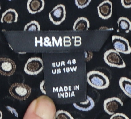 H&M Women’s Black Geometric Button-Up Shirt Size 14