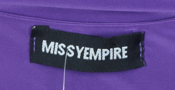 Missy Empire Women's Purple Bodycon Mini Dress Size 12 Sleeveless Ruched Tie