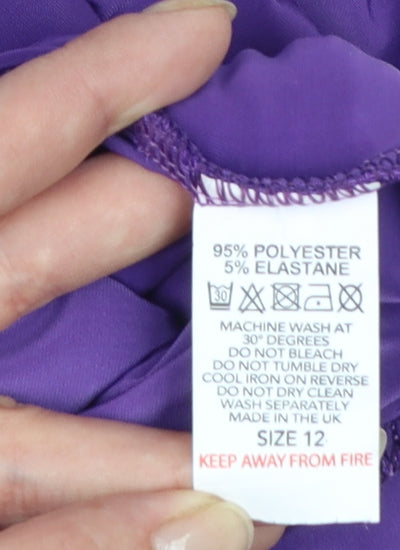 Missy Empire Women's Purple Bodycon Mini Dress Size 12 Sleeveless Ruched Tie
