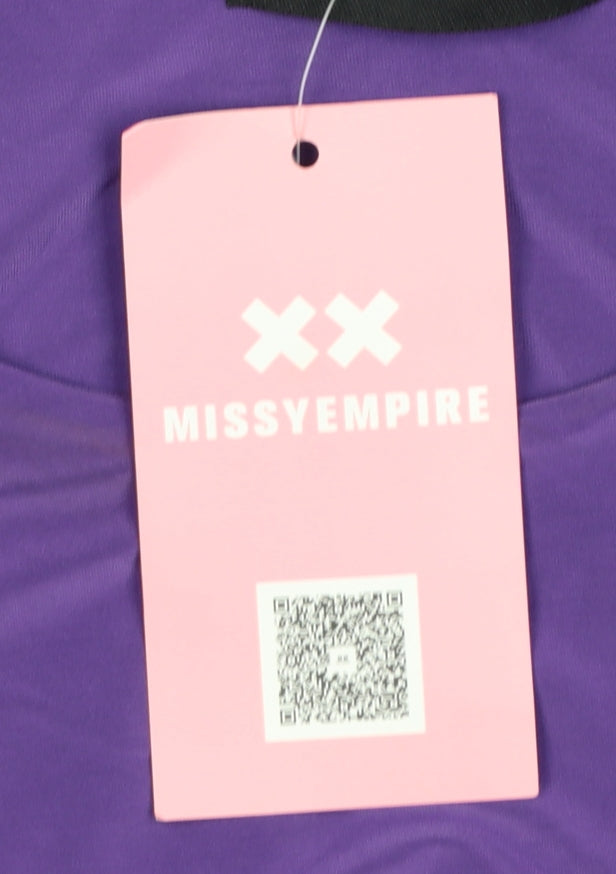 Missy Empire Women's Purple Bodycon Mini Dress Size 12 Sleeveless Ruched Tie