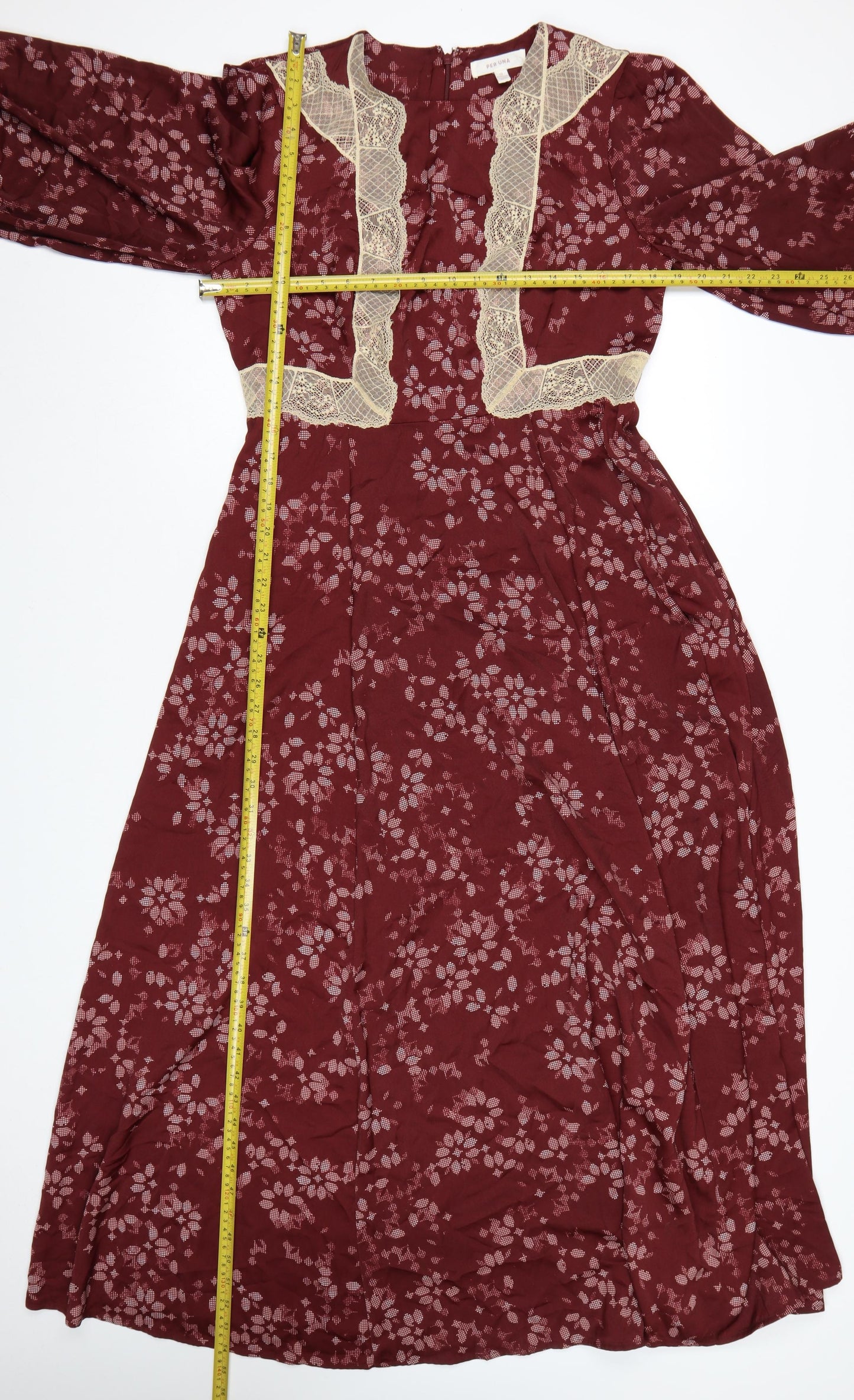 Marks and Spencer Per Una Women's Red Floral A-Line Midi Dress Size 12