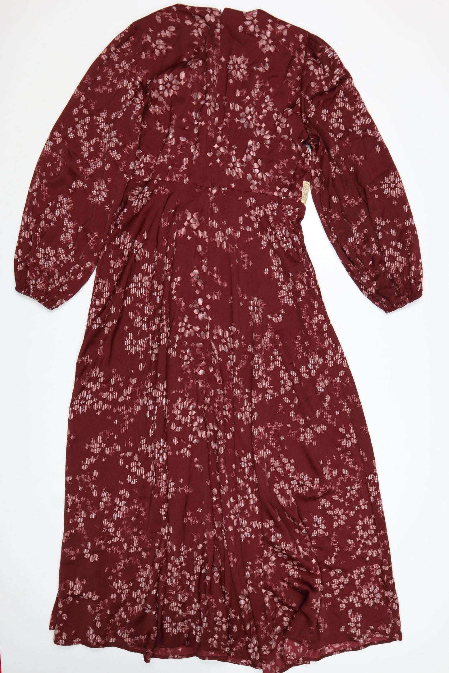 Marks and Spencer Per Una Women's Red Floral A-Line Midi Dress Size 12