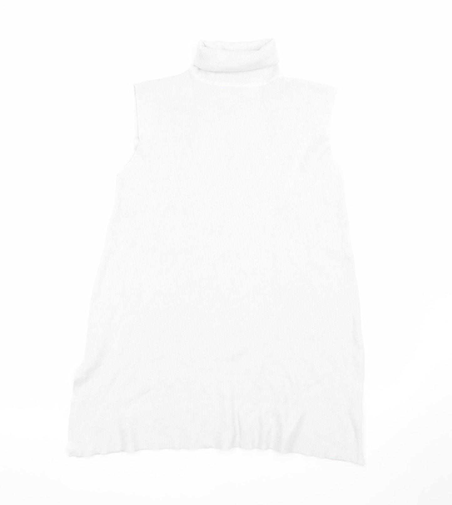 PROCAR Women's White Knit Sleeveless Roll Neck Dress M