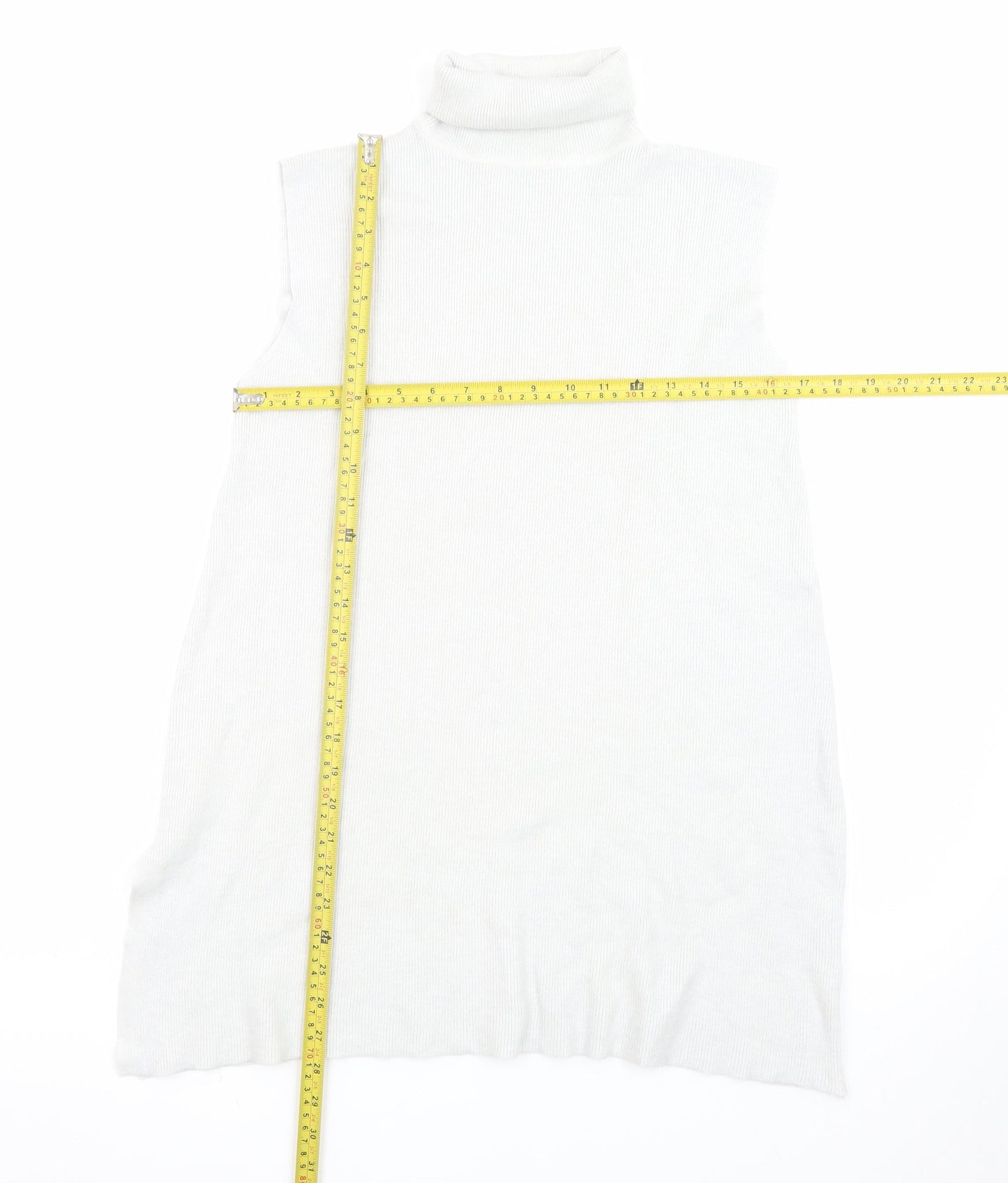 PROCAR Women's White Knit Sleeveless Roll Neck Dress M