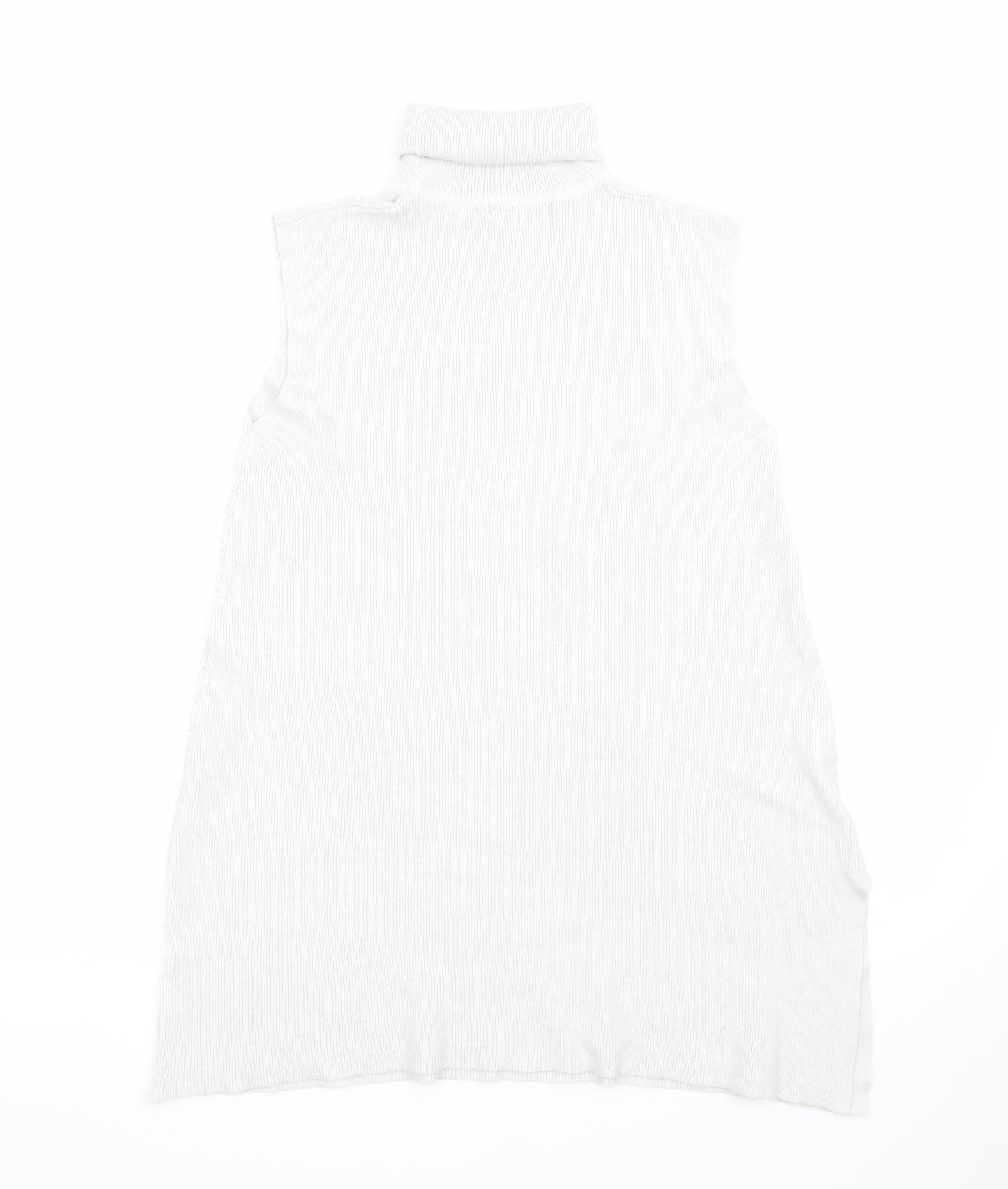 PROCAR Women's White Knit Sleeveless Roll Neck Dress M