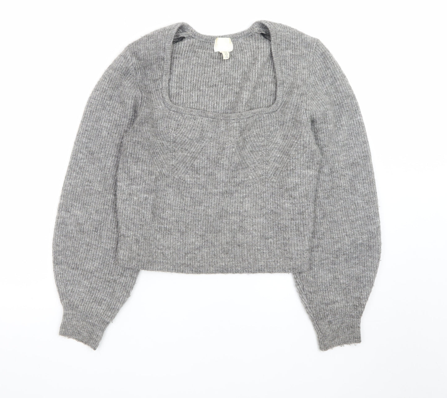H&M Women’s Grey Slim Fit Knit Pullover Jumper Size 12