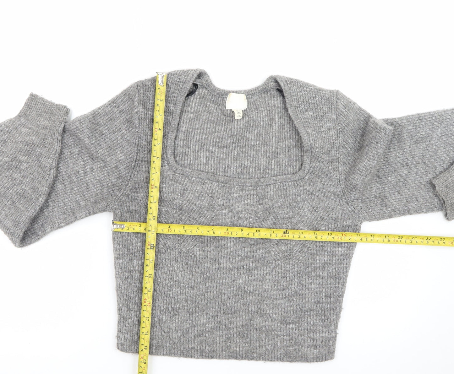 H&M Women’s Grey Slim Fit Knit Pullover Jumper Size 12