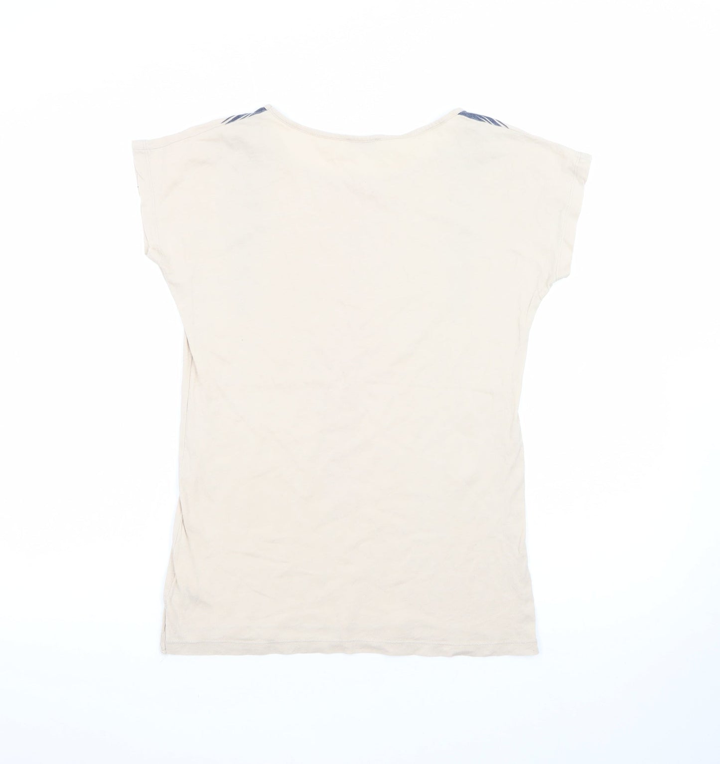 Pull&Bear Women’s Beige Geometric Print T-Shirt Size 8
