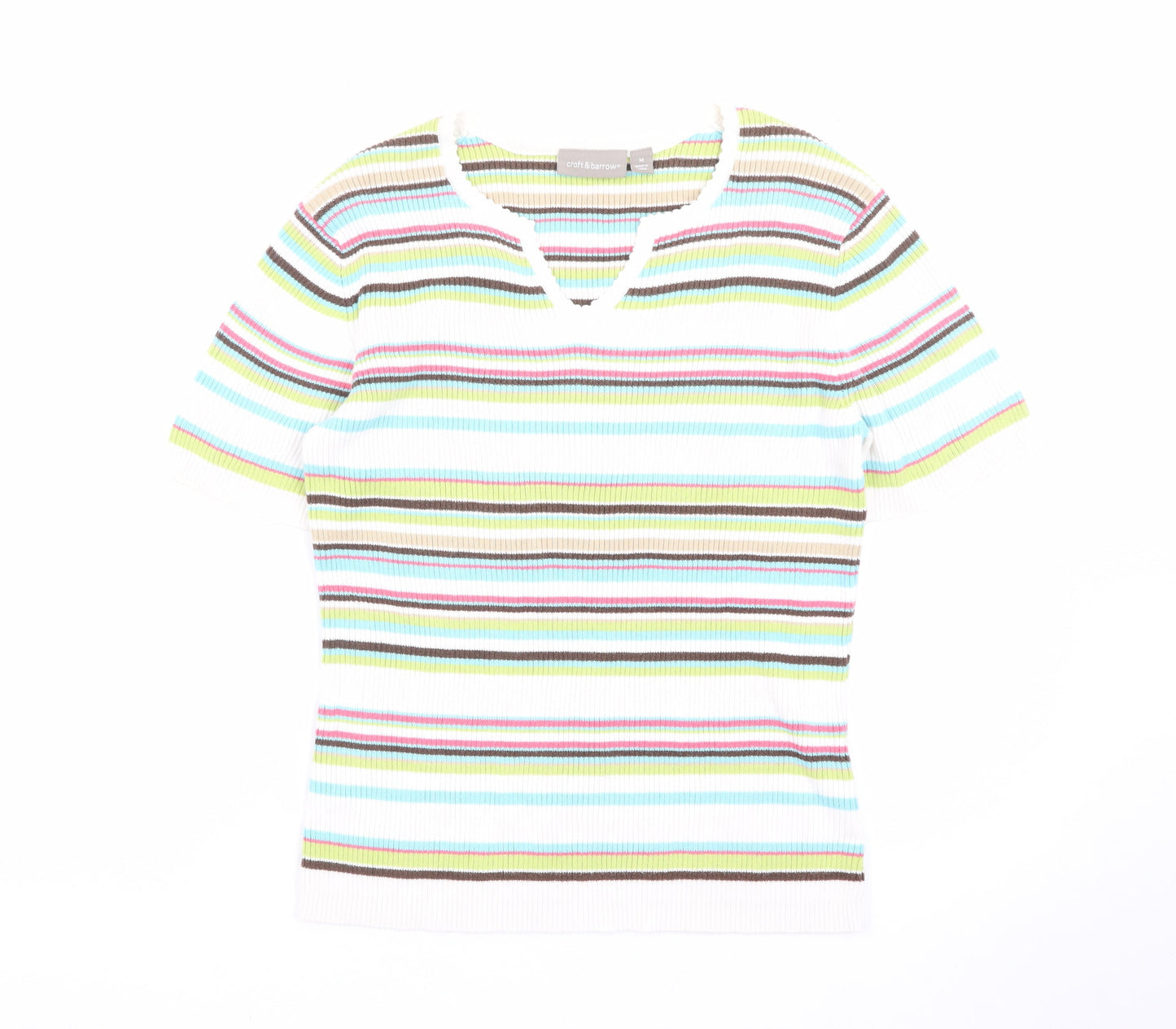Croft & Barrow Women's Multicoloured Striped Knit T-Shirt M