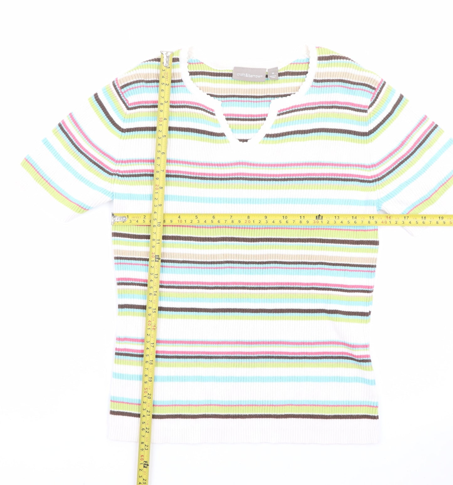 Croft & Barrow Women's Multicoloured Striped Knit T-Shirt M