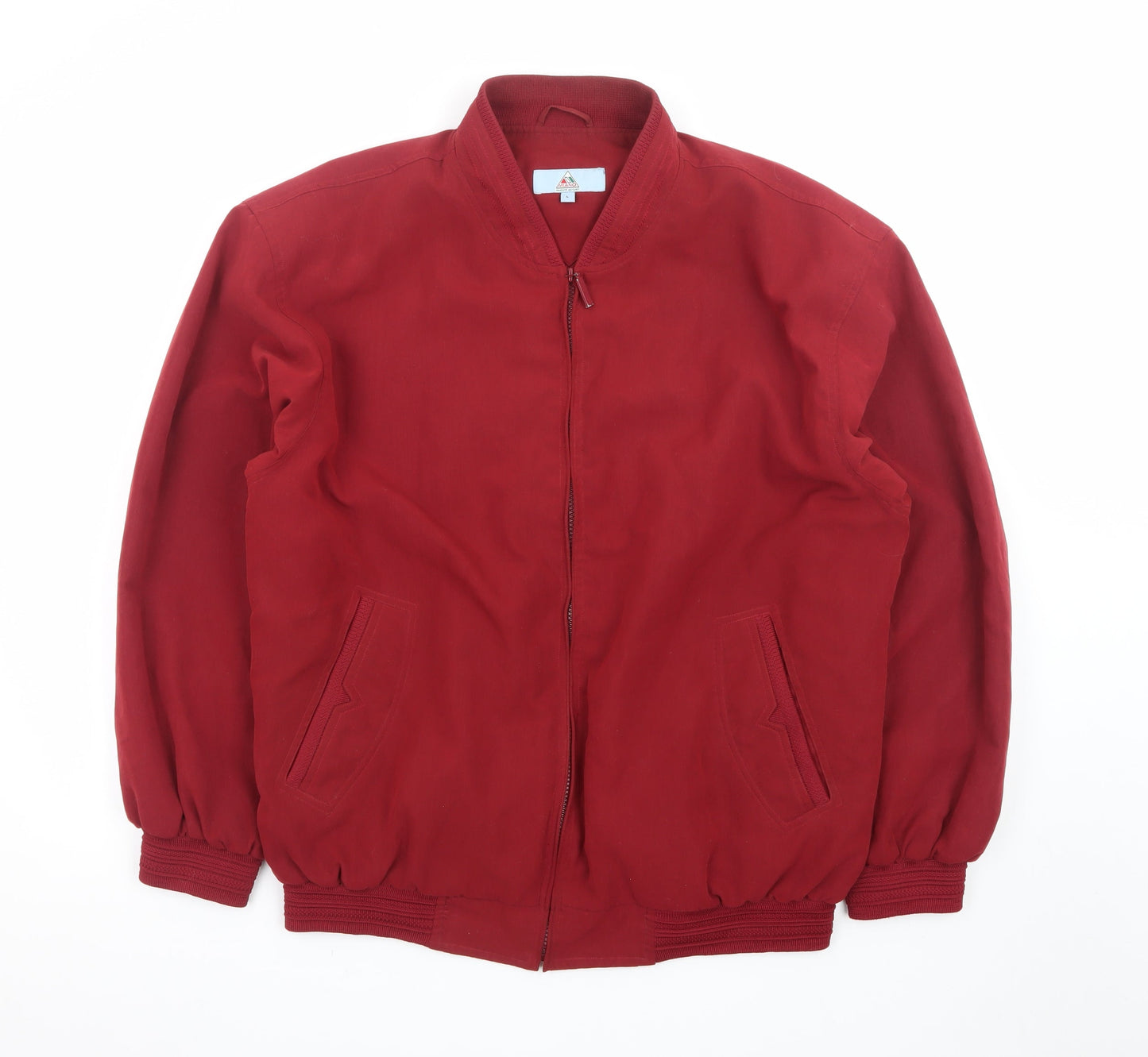 Milano Mens Red Bomber Jacket L Lightweight Twill Zip Casual