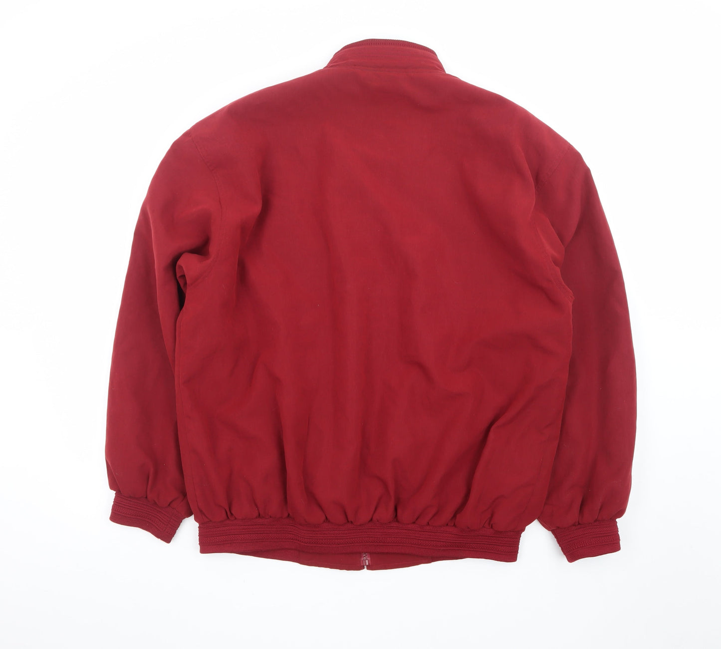 Milano Mens Red Bomber Jacket L Lightweight Twill Zip Casual