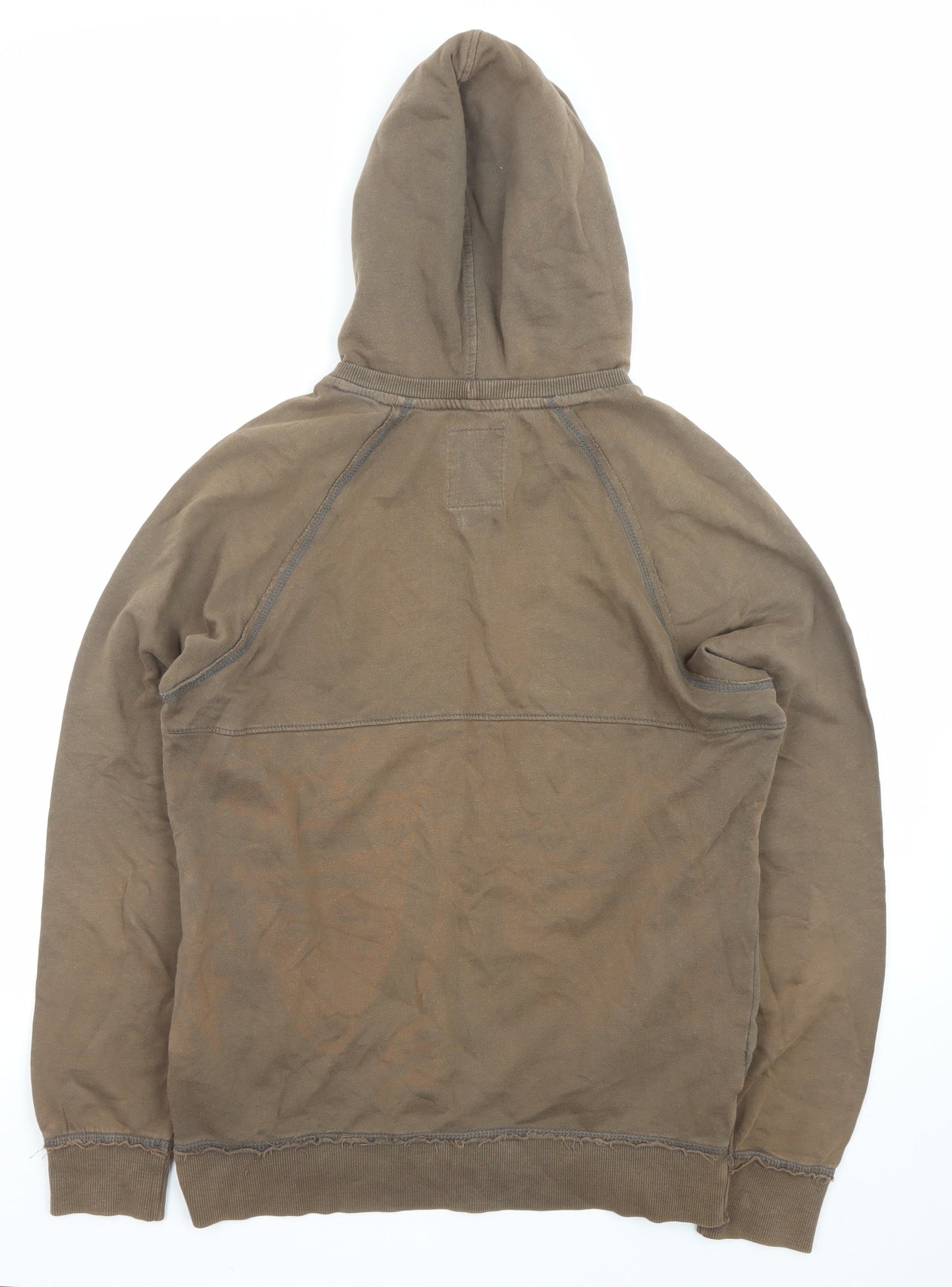 Pull & Bear Men's Brown Pullover Hoodie Small Fleece Lined