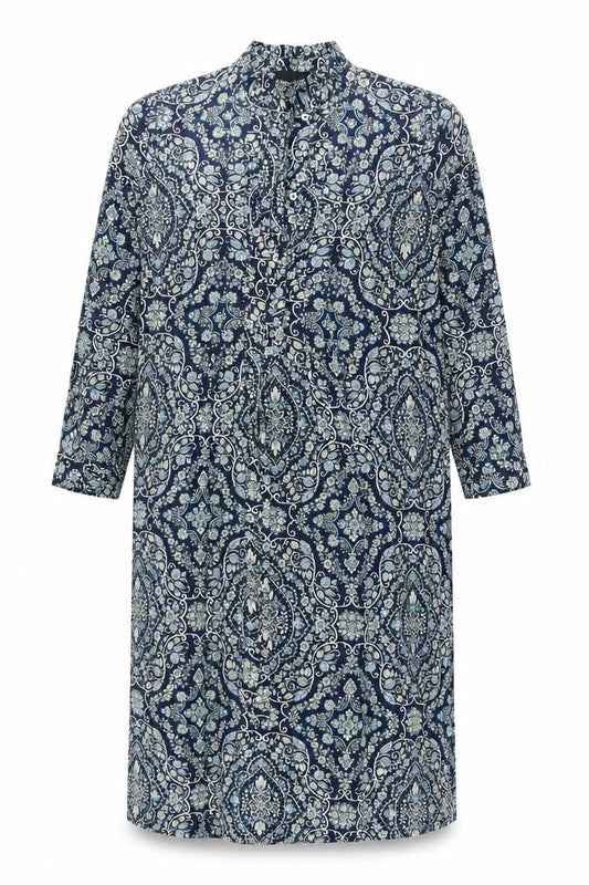 Phase Eight Women Blue Paisley Long Sleeve Shirt Dress UK 16