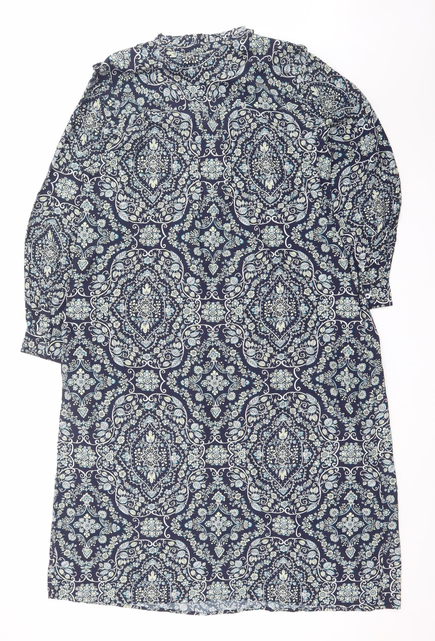 Phase Eight Women Blue Paisley Long Sleeve Shirt Dress UK 16