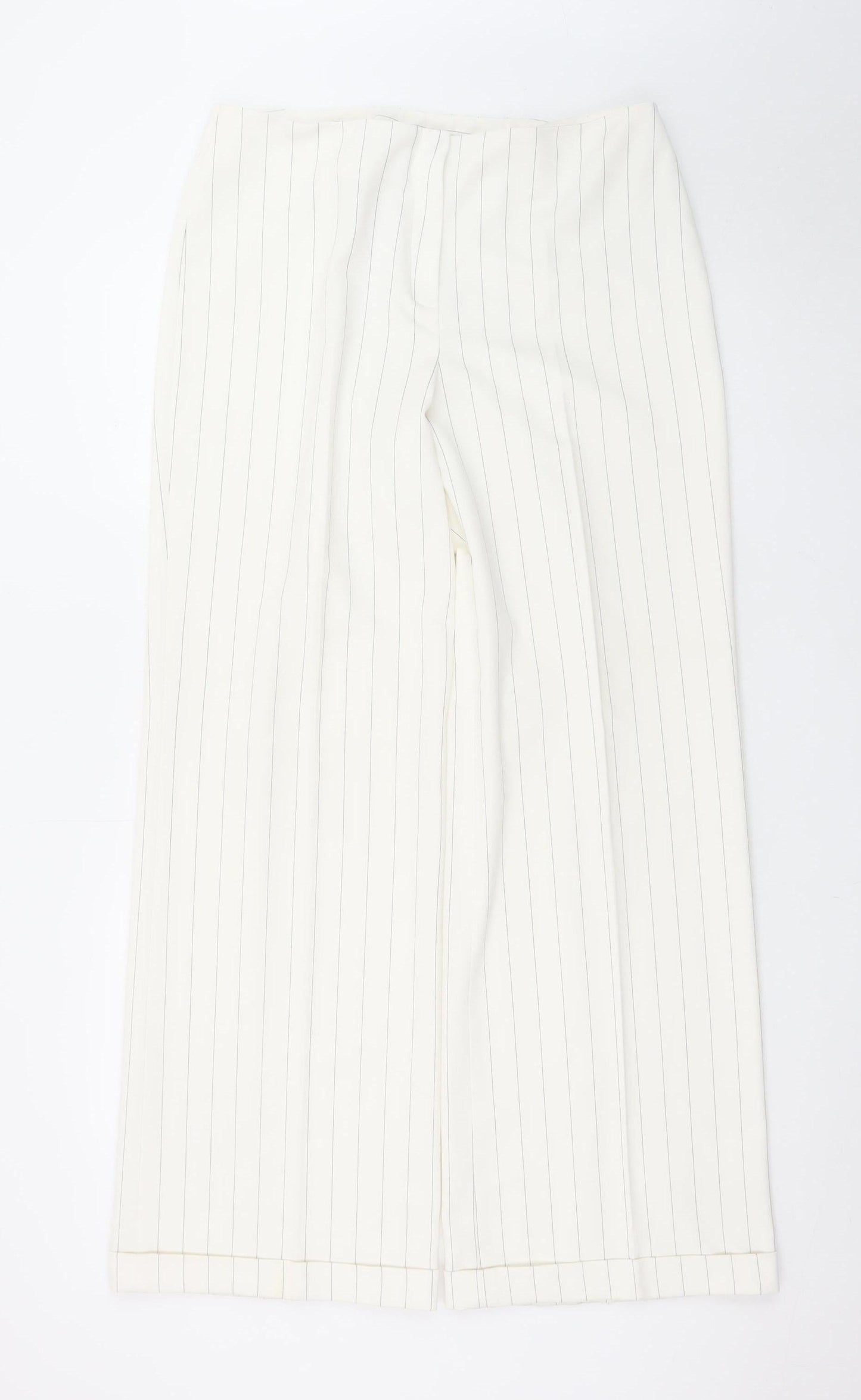 Next Women’s White Pinstripe Wide-Leg Dress Trousers Size 14 XL