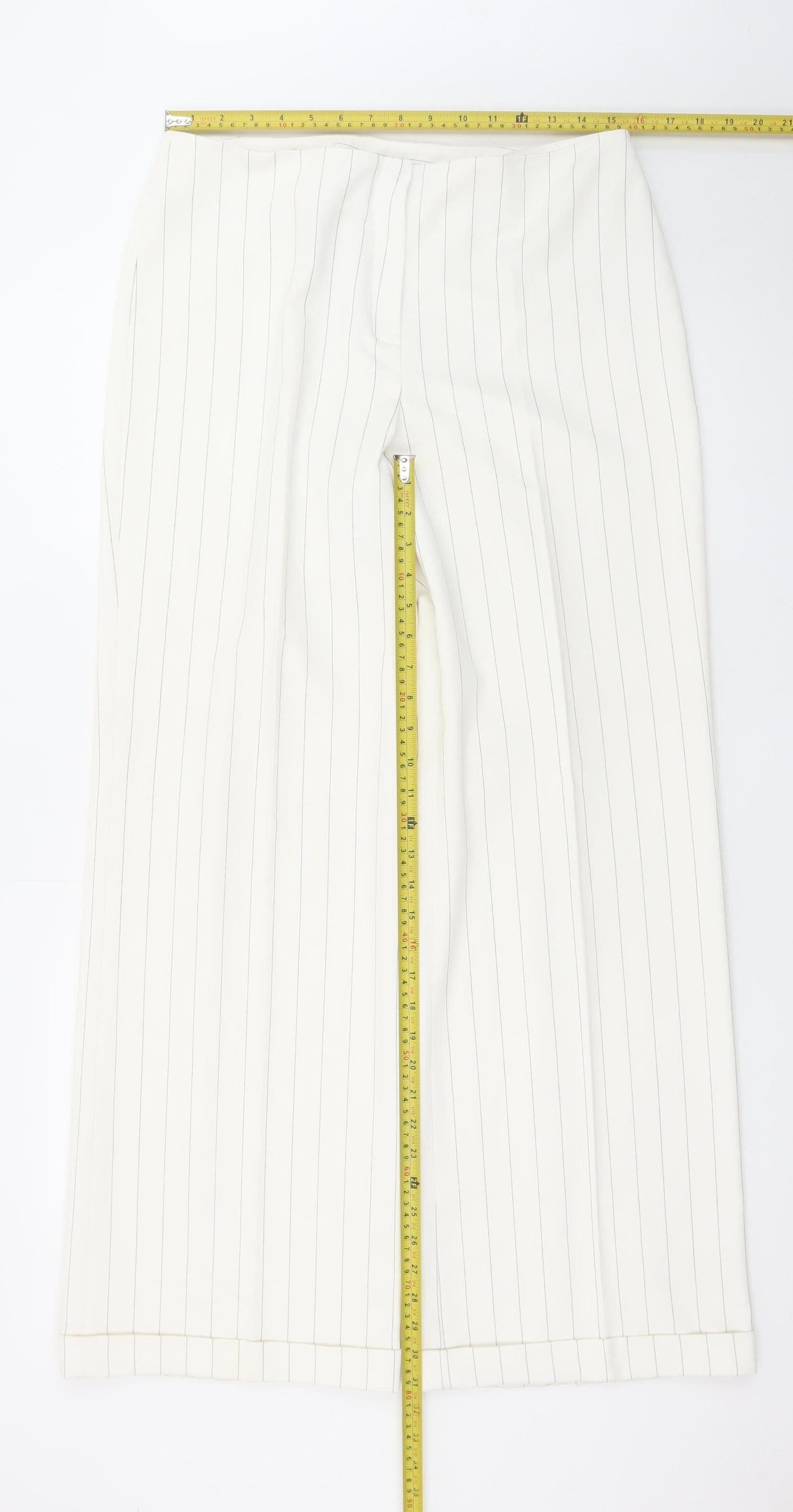 Next Women’s White Pinstripe Wide-Leg Dress Trousers Size 14 XL