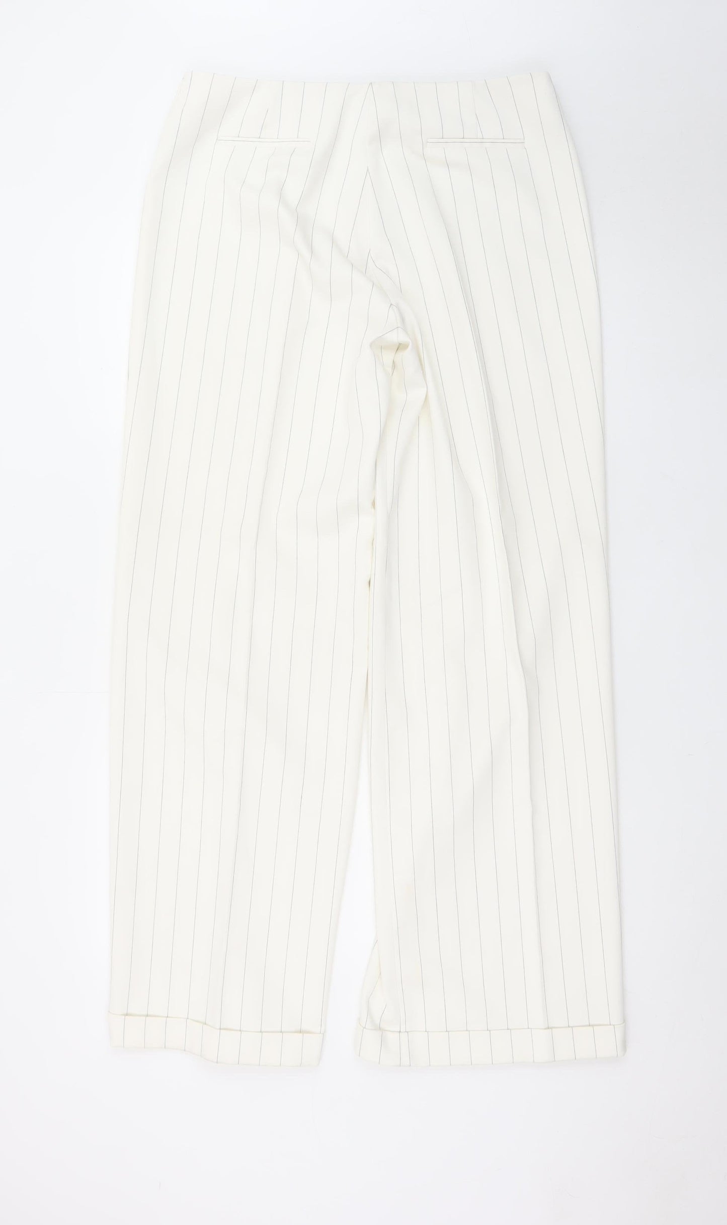 Next Women’s White Pinstripe Wide-Leg Dress Trousers Size 14 XL
