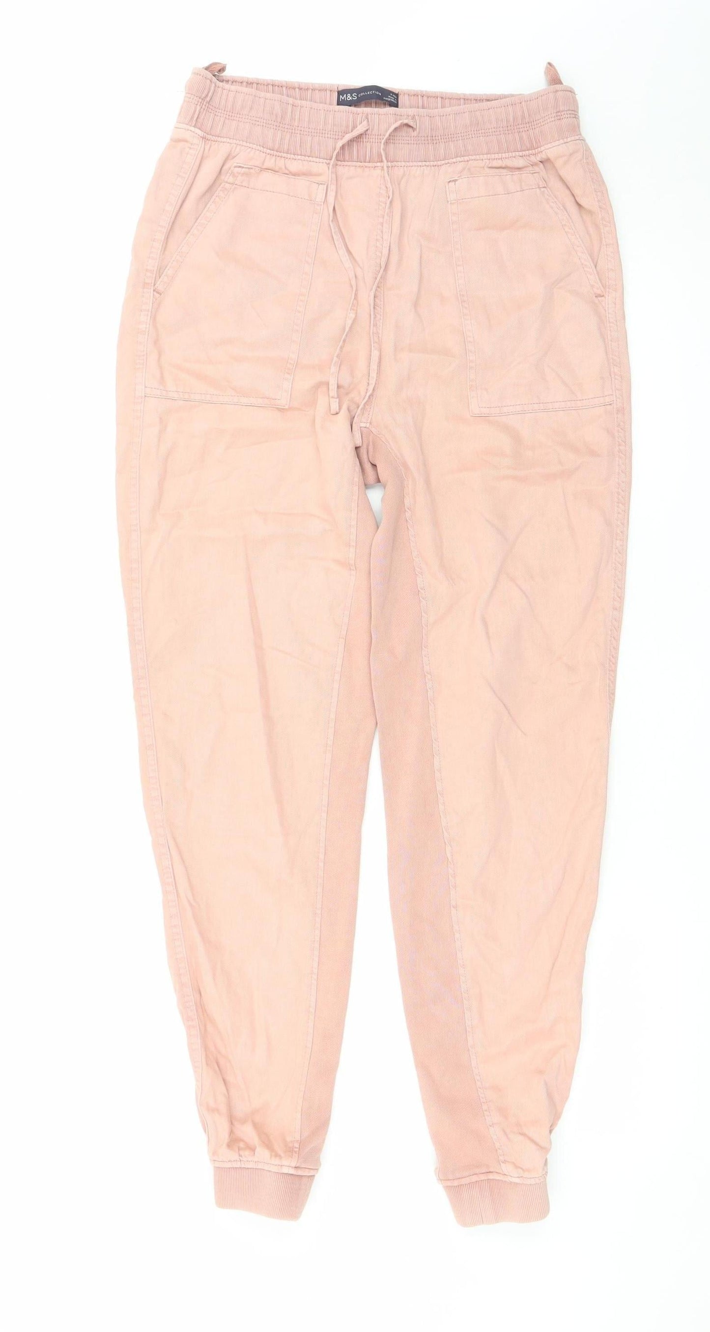 Marks and Spencer Women Pink Size 8 Lyocell Cotton Jogger Trousers