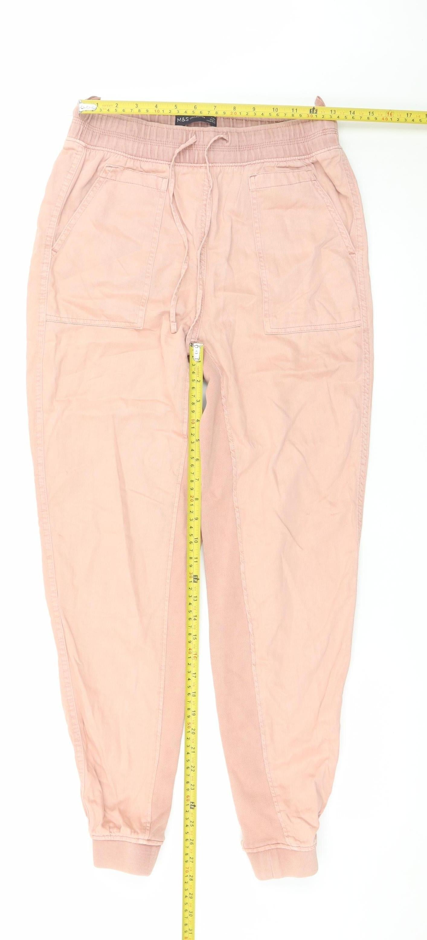 Marks and Spencer Women Pink Size 8 Lyocell Cotton Jogger Trousers