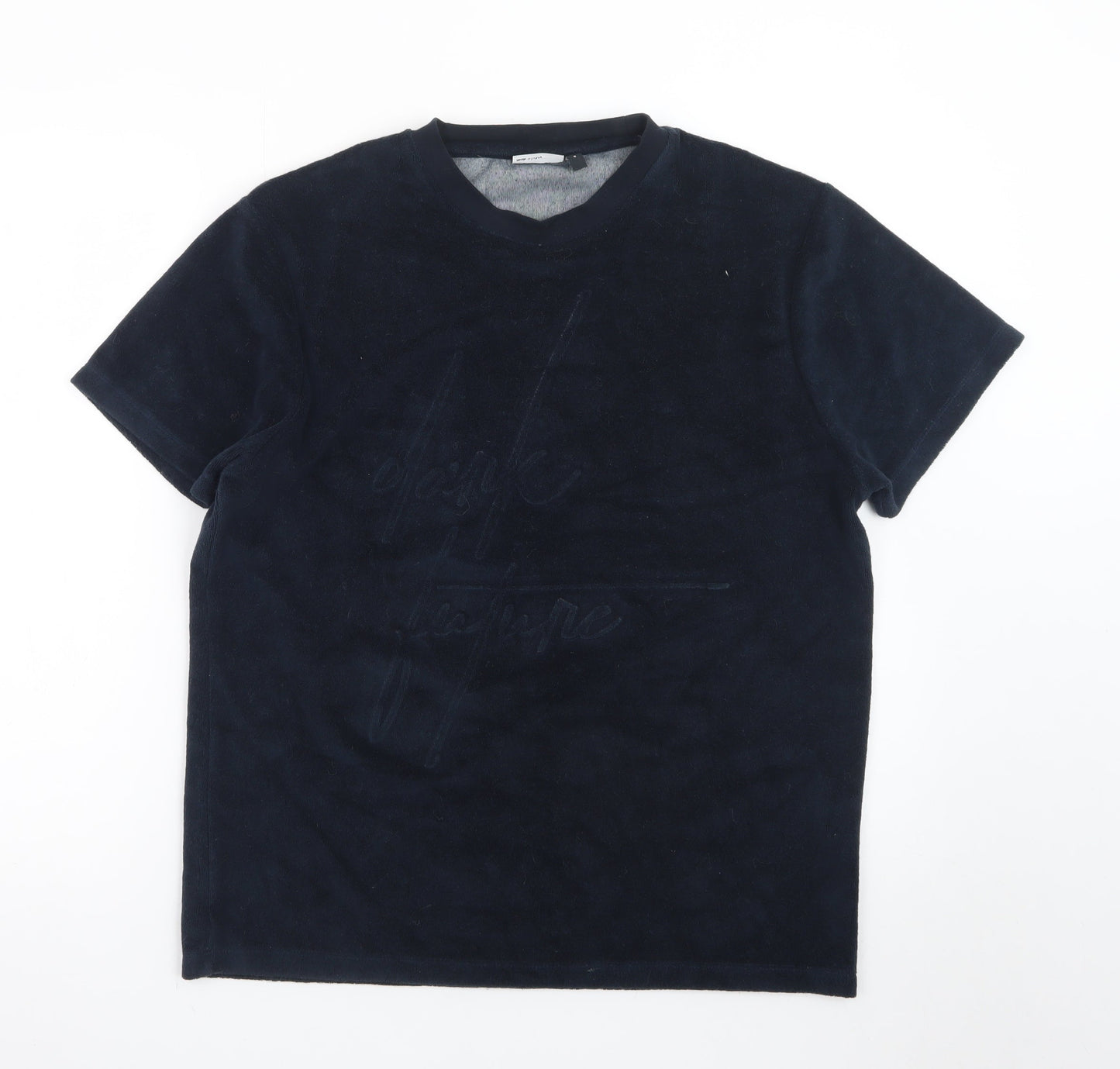 ASOS DESIGN Men's Black Short Sleeve Crew Neck Velour T-Shirt Size M