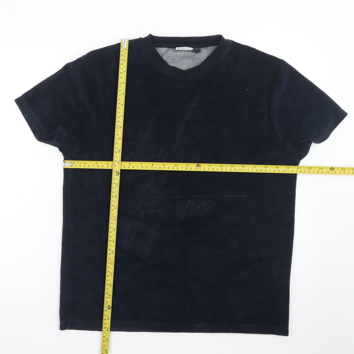 ASOS DESIGN Men's Black Short Sleeve Crew Neck Velour T-Shirt Size M